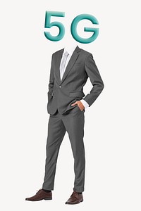 5G head businessman, networking, business remixed media psd
