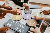 Virtual meeting word team brainstorming meeting session