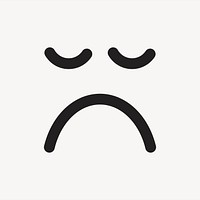 Sad face emoticon sticker, cute facial expression psd