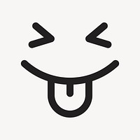 Playful face emoticon sticker, cute facial expression vector