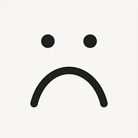 Sad face emoticon sticker, cute facial expression psd