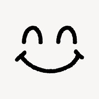 Smiling face sticker, emoticon doodle vector