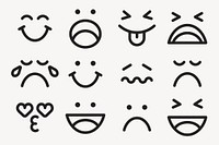 Cute emoticon sticker, facial expression set vector