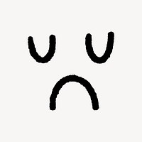 Sad face sticker, emoticon doodle vector