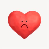 Sad heart 3D sticker, emoticon illustration psd