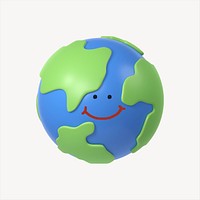 Smiling Earth 3D sticker, emoticon illustration psd