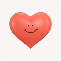 Smiling heart 3D sticker, emoticon illustration psd