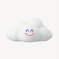 Smiling cloud sticker, 3D emoticon psd