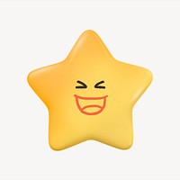 Grinning star 3D sticker, emoticon illustration psd