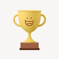 Smiling trophy 3D sticker, emoticon illustration psd