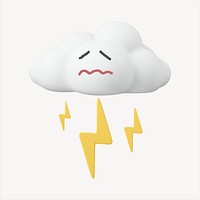Confounded face cloud sticker, 3D emoticon psd