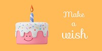 Birthday cake Twitter post template, make a wish quote vector