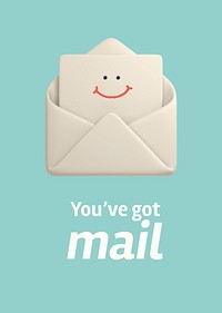 You've got mail poster template, cute notification psd