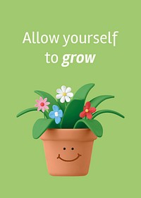 Happy houseplant poster template, self-love quote vector