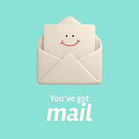 3D envelope Instagram post template, cute email notification vector