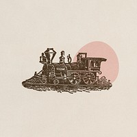 Vintage hand drawn locomotive illustration