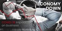 Economy down, covid-19 impact on business social banner template vector