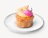 Homemade cupcake, dessert food isolated image psd