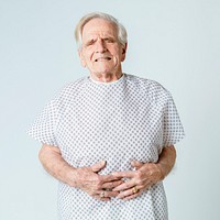 Senior patient having a stomach ache