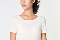 Woman in a white t-shirt 