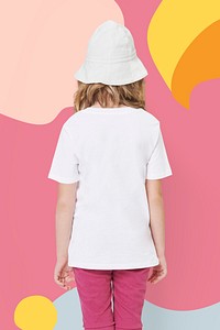 Girl's casual white t shirt back view studio shot 