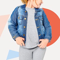 Girl's blue denim jacket in studio