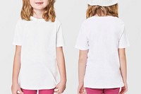 Girl's casual in white tee front and back