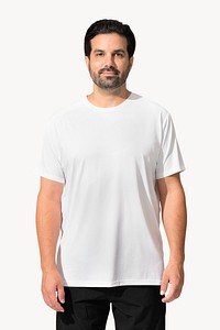 White t-shirt mockup psd on Indian man