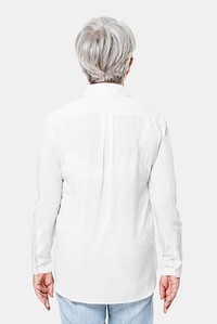 Women’s white oversized shirt fashion with design space rear view