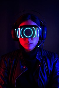 Woman with smart glasses mockup gaming technology