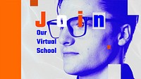 Virtual school template vector futuristic technology