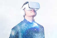 Man with a white VR headset smart technology