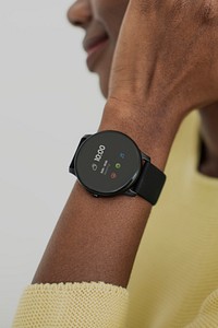 Woman with smartwatch wearable technology