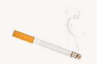 Cigarette sticker, burning smoke isolated image psd
