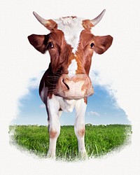 Guernsey cattle, animal photo on white background