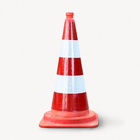 Traffic cone sticker, object isolated image psd