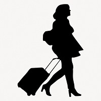 Traveler silhouette, woman with luggage design