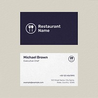 Restaurant business card template vector in front and rear view