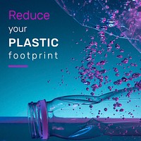 Reduce your plastic footprint social media template vector