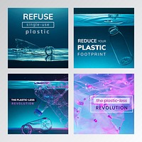 Stop using plastic campaign social media template vector