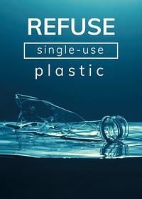 Refuse single-use plastic poster template vector