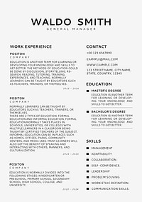 Minimal Resume editable template vector CV builder for professionals