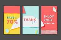 Online summer sale promotion template set vector