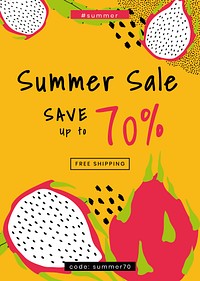 Save up to 70% summer sale template vector 