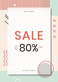 Neo Memphis 80% sale poster template vector