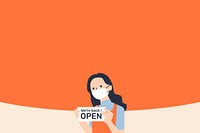 Business open during covid pandemic orange background