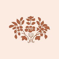 Nude pink leaf sticker vector illustration