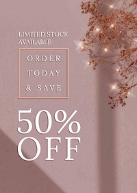 Sale editable poster template vector with 50% off text