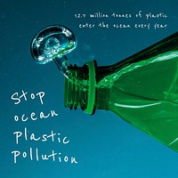 Plastic pollution social media template vector