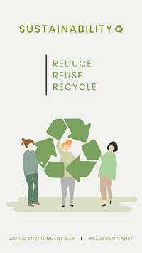 Environmental sustainability vector poster editable social media post